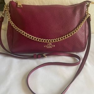 Coach Burgundy Leather Carrie Crossbody